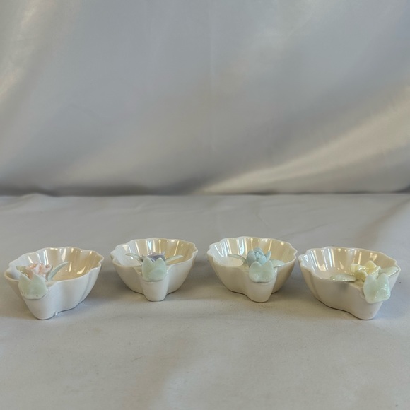 Vintage Bone China Mini Scalloped Round Place Card Holders with Flowers -4 - Picture 9 of 12